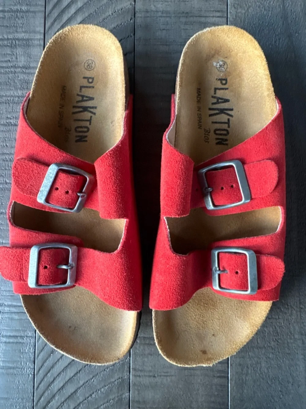 Plakton - Made in Spain Adjustable Cork Slide Suede Sandals Women's Size 38 (7) - Picture 6 of 16
